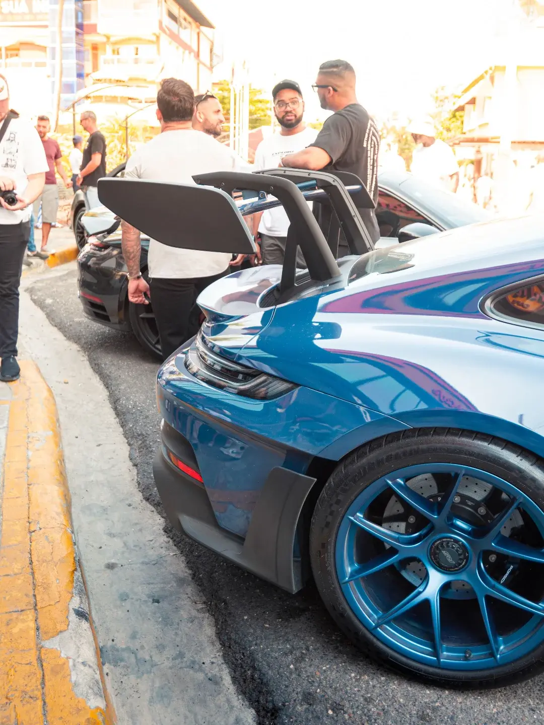 Porsche 911 GT3 from the side during a road trip